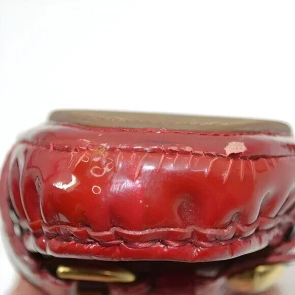 Coach Fire Red Classic Gold Buckle Patent Leather Dress Driving Loafers Flats 8 - Picture 11 of 12